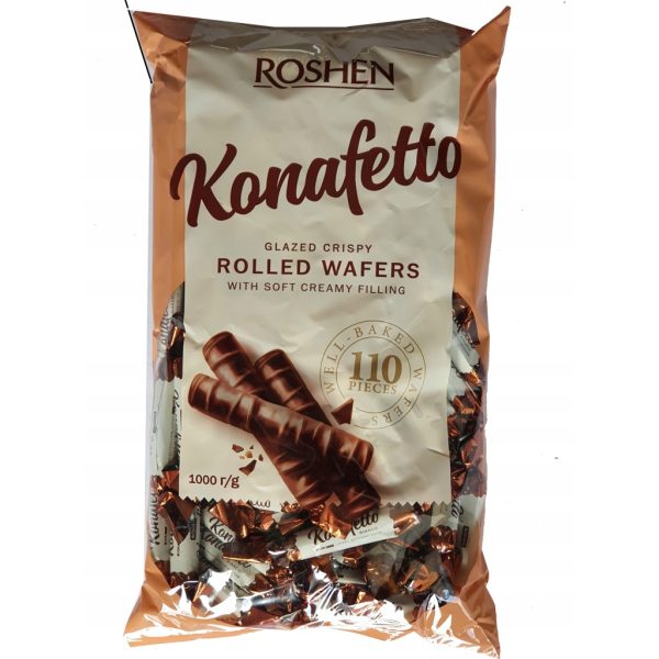 Roshen Konafetto Rolled Wafers with Soft Creamy Filling-1000 r/g(110 Pcs)