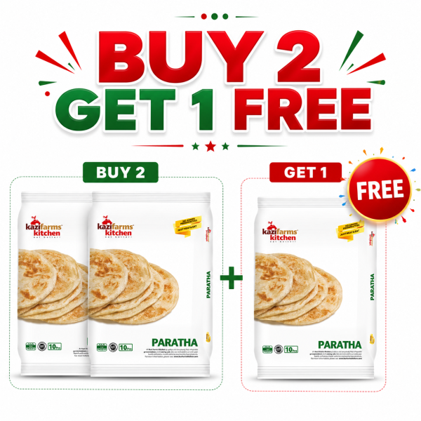 Buy 2 Pack (650gm) Kazi Farm Kitchen Partha & Get 1 Pack 650gm Kazi Farm Kitchen Paratha Free