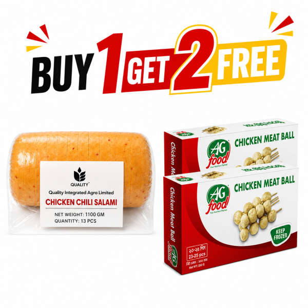 Buy 1 Pack (1100gm) Chicken Chili Salami & Get 2 Pack 250gm Chicken Meatball Free