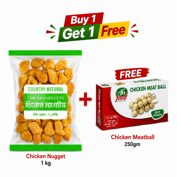 Buy 1 kg Chicken Nugget & Get 1 Pack Chicken Meatball Free