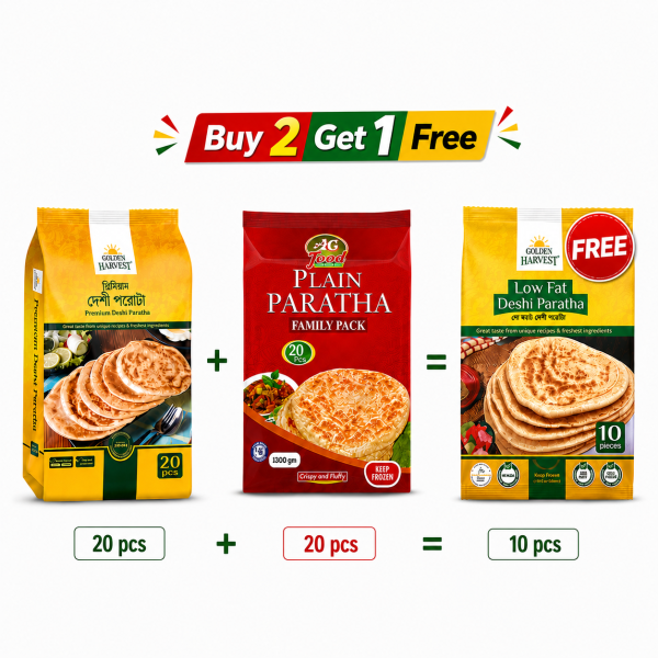 Buy 20 Pcs 2 Pack Premium Deshi Paratha & Get 10 Pcs Low Fat Partha Free