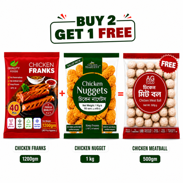 Buy 2 Get 1 Chicken Franks(Sausage), Chicken Nuggets & Chicken Meatball Free